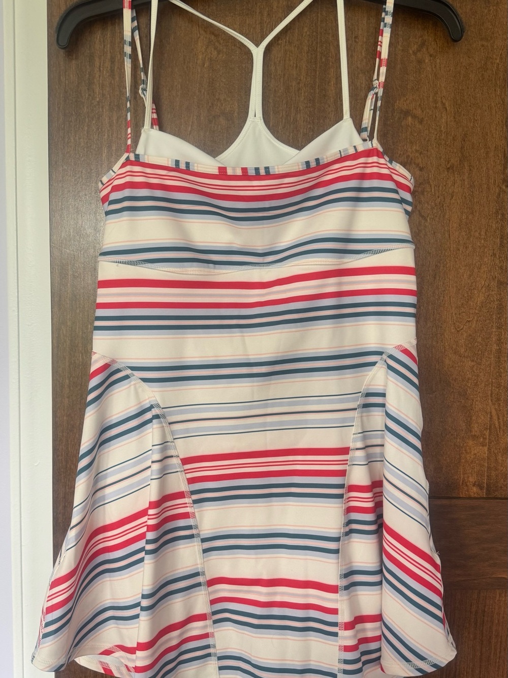 Tripp nyc Cream Skater Mini Skirt with Red & Blue Stripes